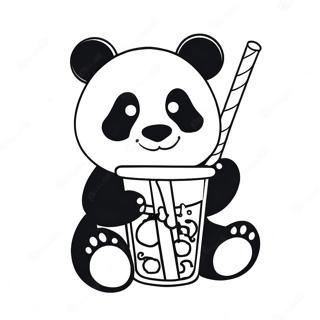 Panda Dricker Boba Målarbilder