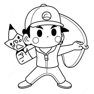 Ash Ketchum Fängt Pikachu Ausmalbild 41294-32617