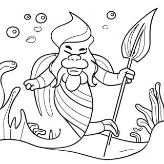 Majestic King Triton Underwater Scene Coloring Page 42674-33718