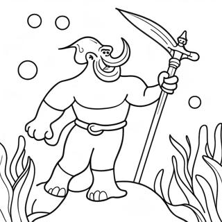 Majestic King Triton Underwater Scene Coloring Page 42674-33719