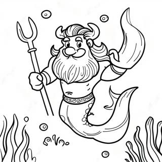 Majestic King Triton Underwater Scene Coloring Page 42674-33720