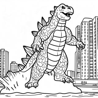 Godzilla 2000 Förstörande Stad Målarbild 51264-40558