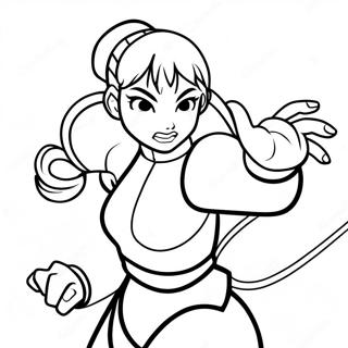 Chun Li I En Dynamisk Stridsställning Målarbild 66615-52708