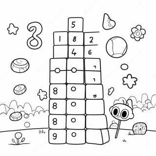 Яркий Numberblocks 8 В Веселой Сцене Для Раскраски 66665-52753