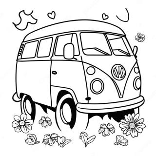 Colorful Hippie Van Coloring Page 71195-56366