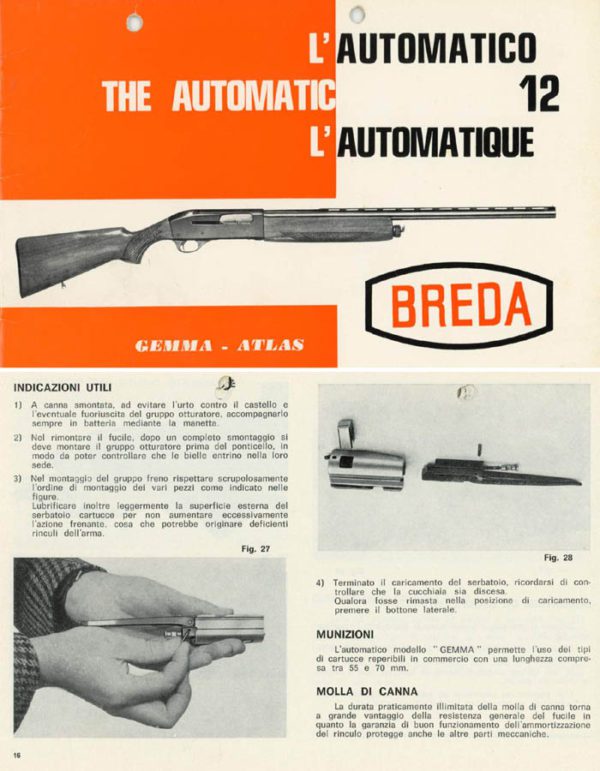 Breda 1975 Circa Gemma-Atlas Shotgun Manual