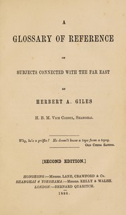 Cover of: A glossary of reference on subjects connected with the Far East