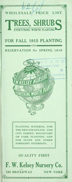 Cover of: Wholesale price list [of] trees, shrubs for fall 1915 planting, and reservation for spring 1916