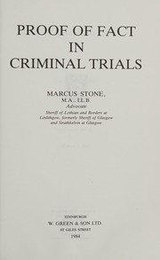 Cover of: Proof of Fact in Criminal Trials