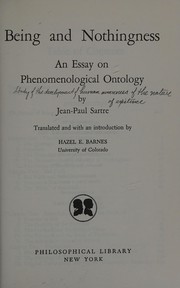 Cover of: Being and Nothingness by Jean-Paul Sartre, Jean-Paul Sartre, Hazel E. Barnes