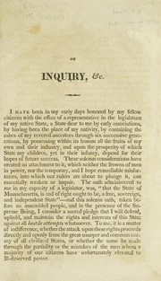 Cover of: Inquiry, &c