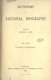 Cover of: Dictionary of national biography: Volume LVIII : from Ubaldini to Wakefield