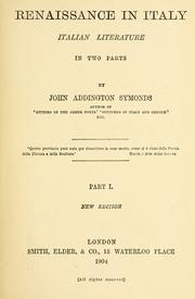 Cover of: Renaissance in Italy by John Addington Symonds, John Addington Symonds