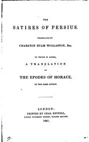 Cover of: The Satires of Persius. by Aulus Persius Flaccus, Aulus Persius Flaccus