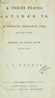 Cover of: Satirae VI. by Aulus Persius Flaccus, Aulus Persius Flaccus