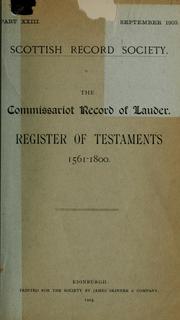 Cover of: The commissariot record of Lauder