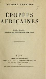 Cover of: Épopées africaines.: Éd. definitive.