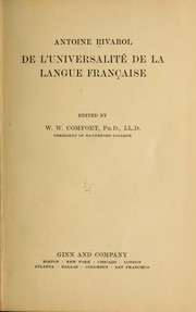 Cover of: De l'universalité de la langue française