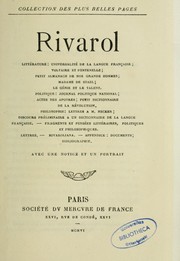 Cover of: Rivarol: avec une notice et un portrait