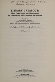 Library Catalogues by Joseph A. Rosenthal