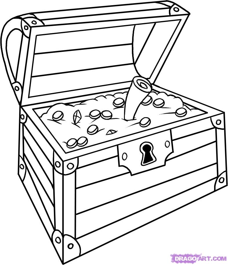 Free Pirate Treasure Chest Clipart Black And White, Download Free ...