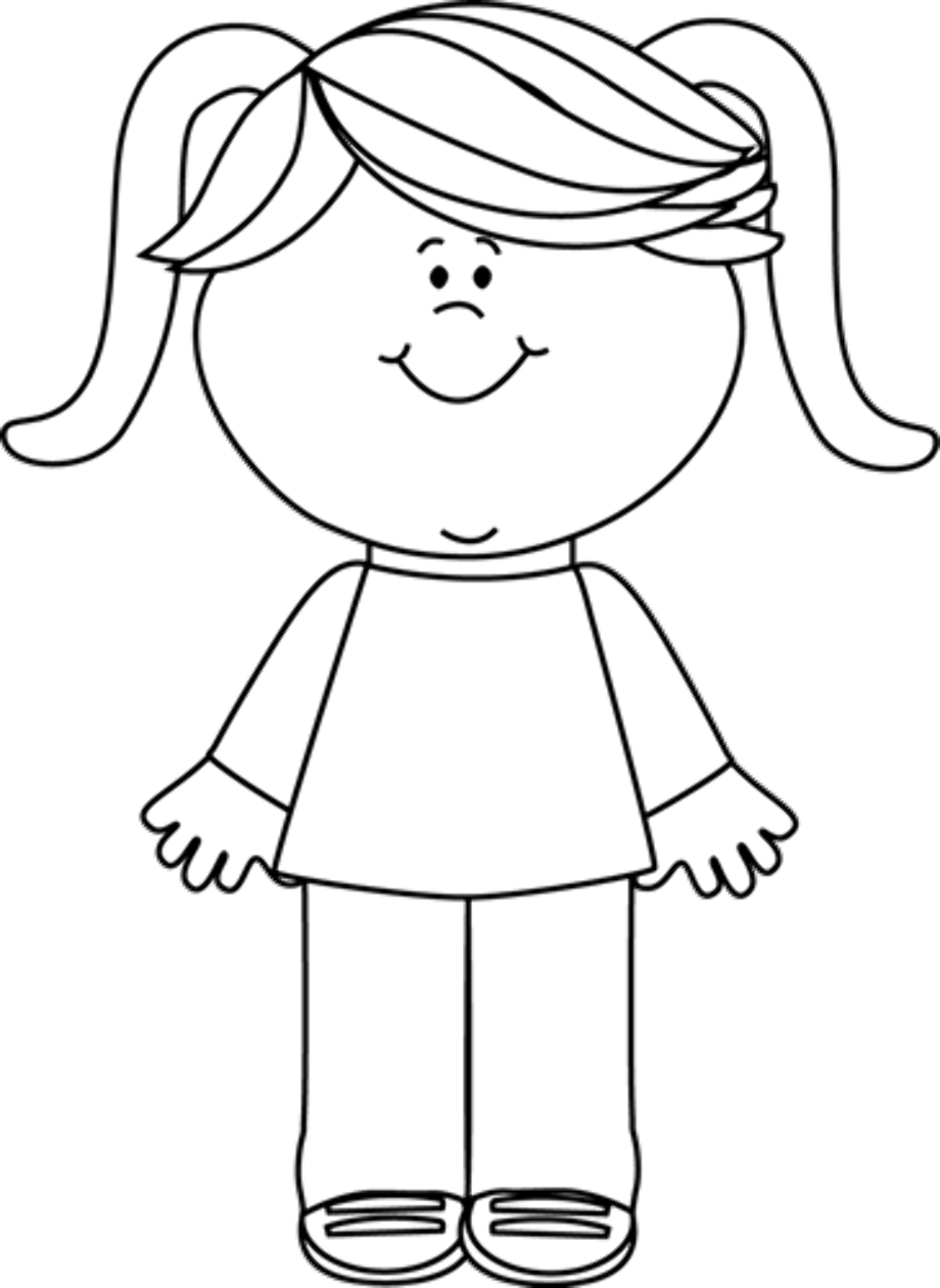 girl clipart black and white