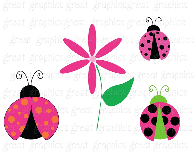 Printable Ladybug Digital Clip Art, Ladybug Clipart