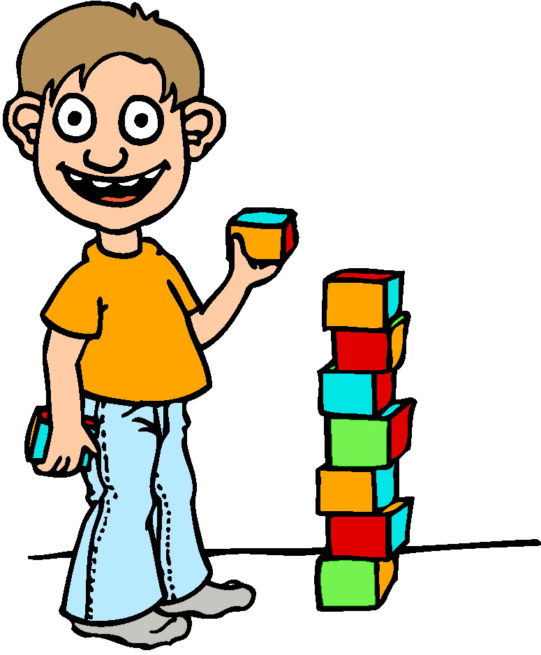 Kids Playing Blocks Clipart