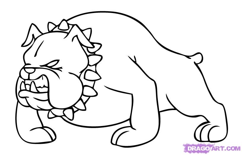 How to Draw a Cartoon Bulldog, Step by Step, Cartoon Animals ...