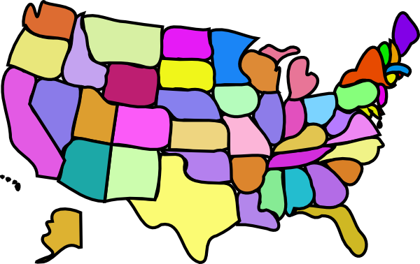 Cartoony Colored Usa Map clip art - vector clip art online ...