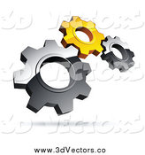 Vector Clipart of 3d Silver and Yellow Gears by beboy.