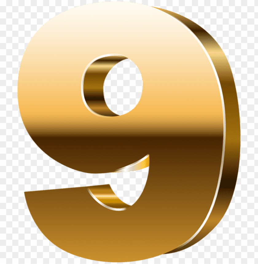 Download number nine 3d gold clipart png photo.