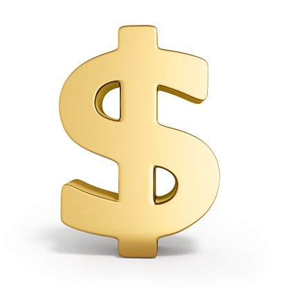 Golden dollar sign 3d render on white Clipart Image.