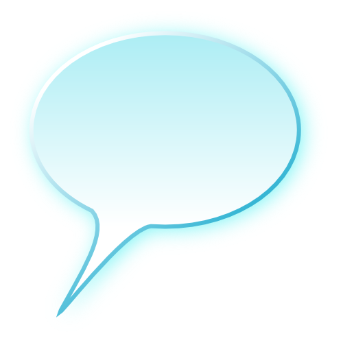 3D speech bubble cyan.