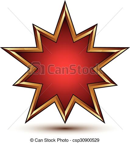 Vector Illustration of Heraldic 3d glossy star shaped icon with.