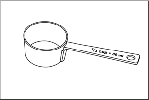 Clip Art: Measuring Cups: Third Cup B&W I abcteach.com.