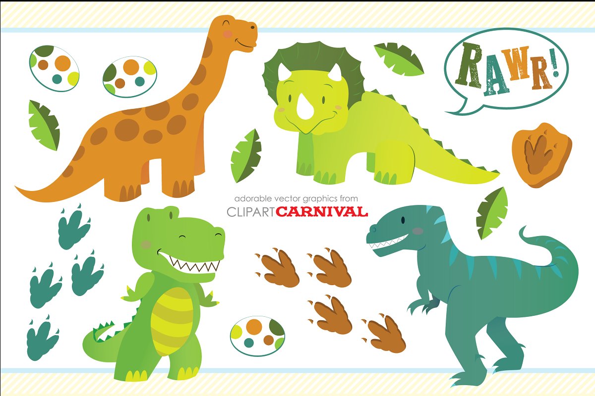 Cute Little Baby Dinosaurs Clipart.