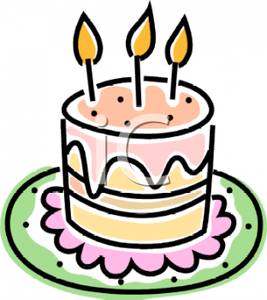 Royalty Free Clipart Image: A Tall Birthday Cake.