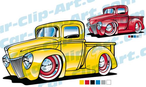 Classic Ford Truck Cartoon Vector Art.