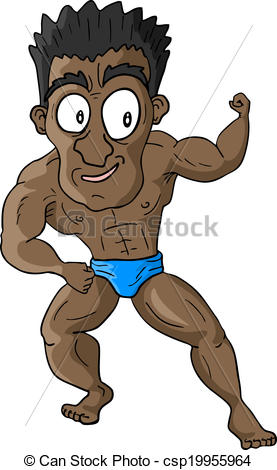 Clip Art Vector of Strong black man.