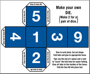 Clip Art: Make Your Own Dice 2 Color 6 I abcteach.com.