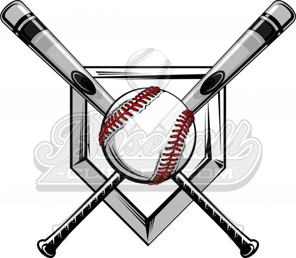 Crossed Baseball Bats Logo. Baseball Bats Image with.