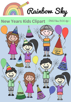 New Years Kids Clipart 2016.