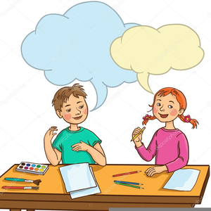 Two Kids Talking Clipart.