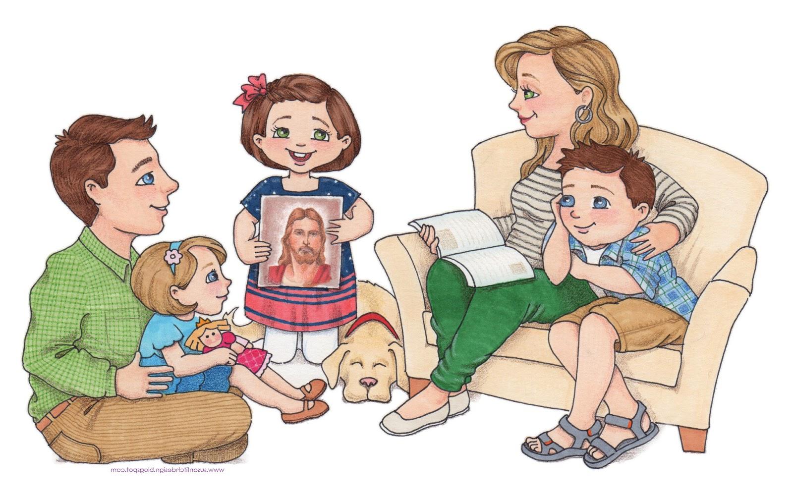 Filipino Family Praying Together Clipart.