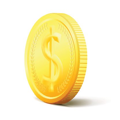 Exchange Money concept. Two sides vector golden coin Clipart.