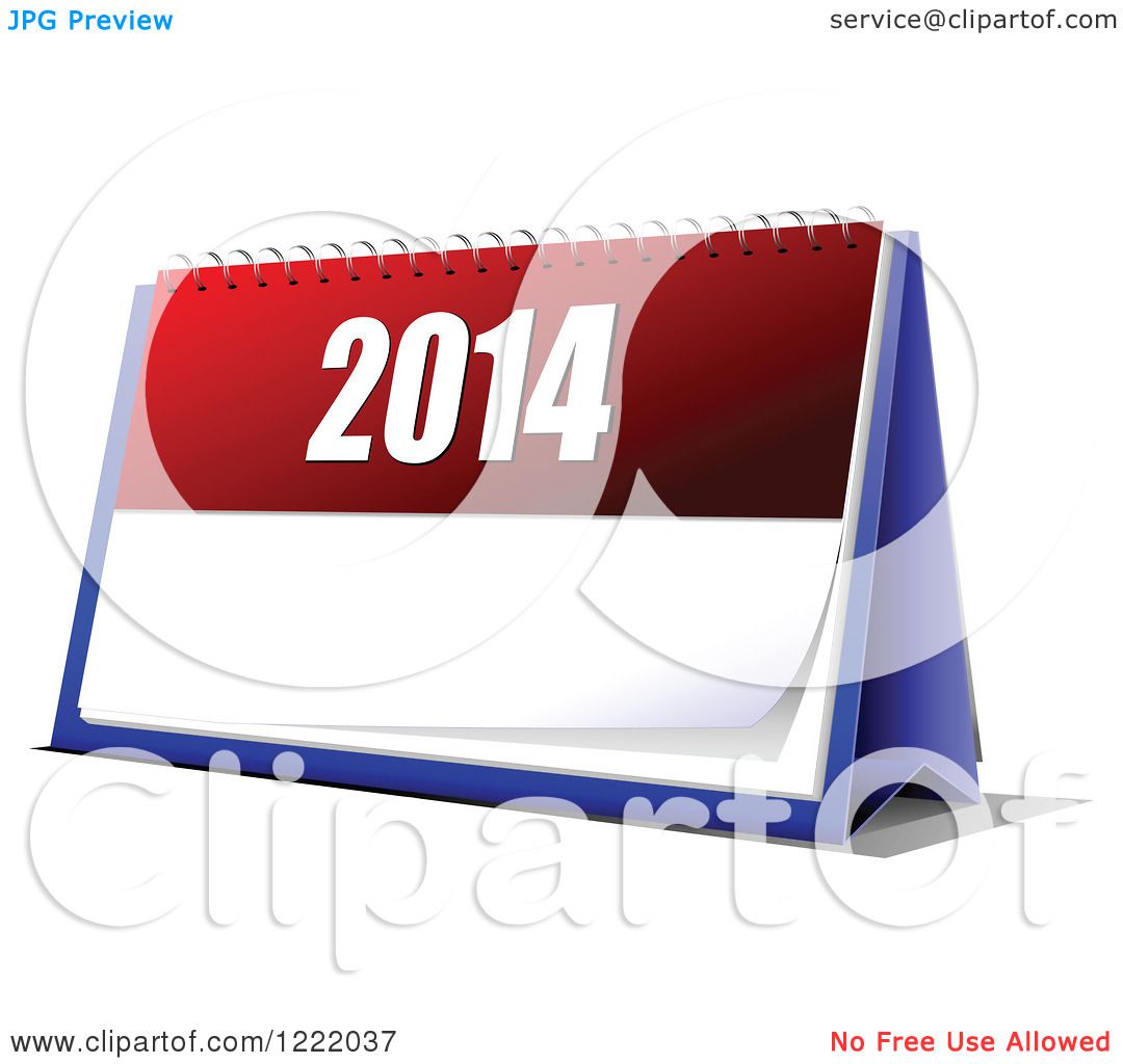 Clipart of a 2014 Year Desk Calendar.