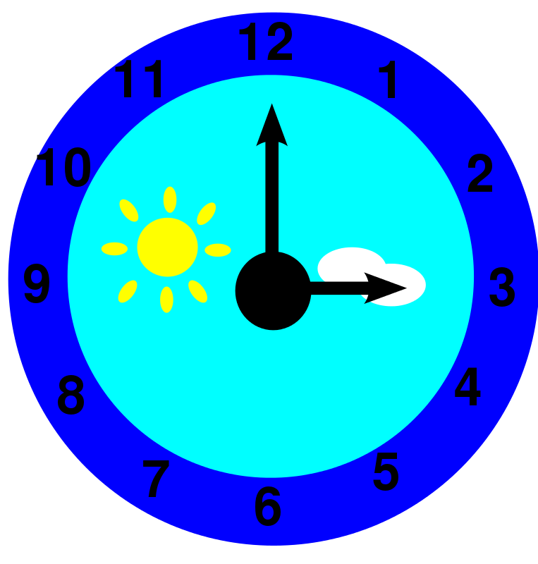 Free Clipart: Clock is pointing at three o\'clock.