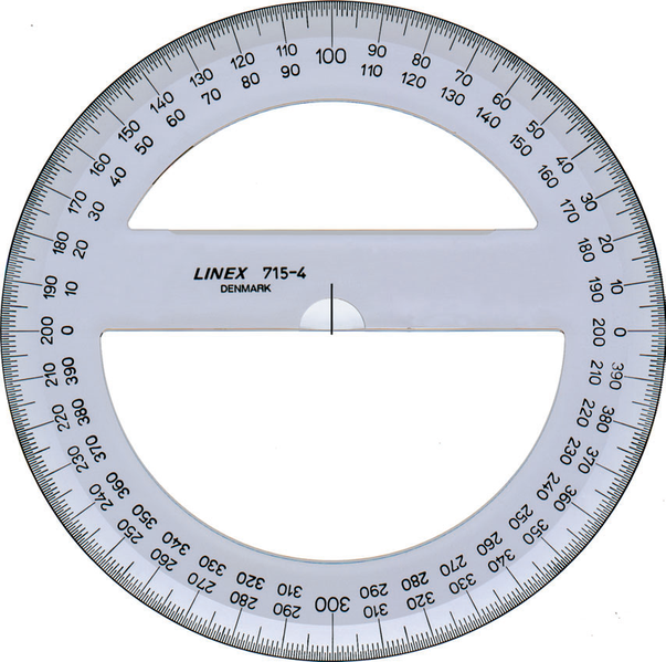 Circular protractor: 360 degree measurements in 2019.