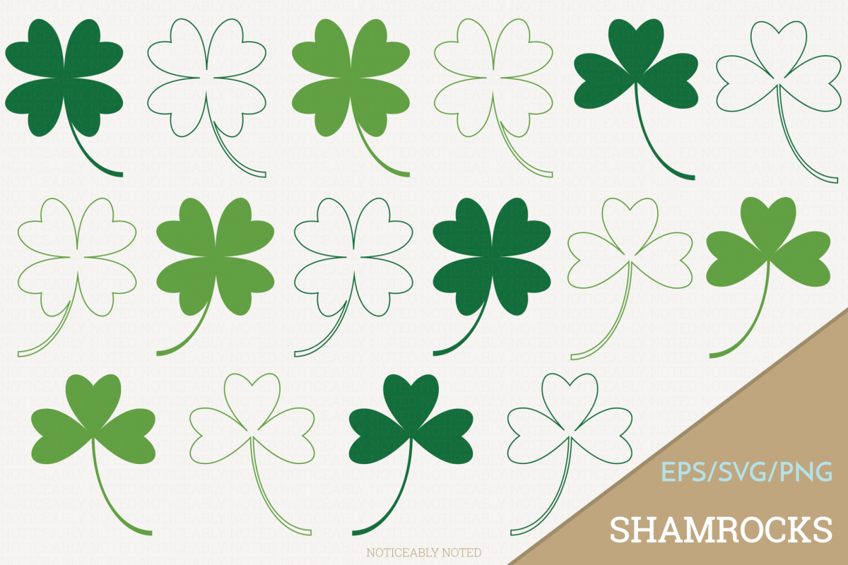 Shamrock Four Leaf Clover Vector Clip Art.